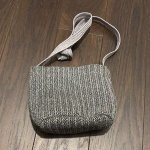 Gray Woven Shoulder Bag